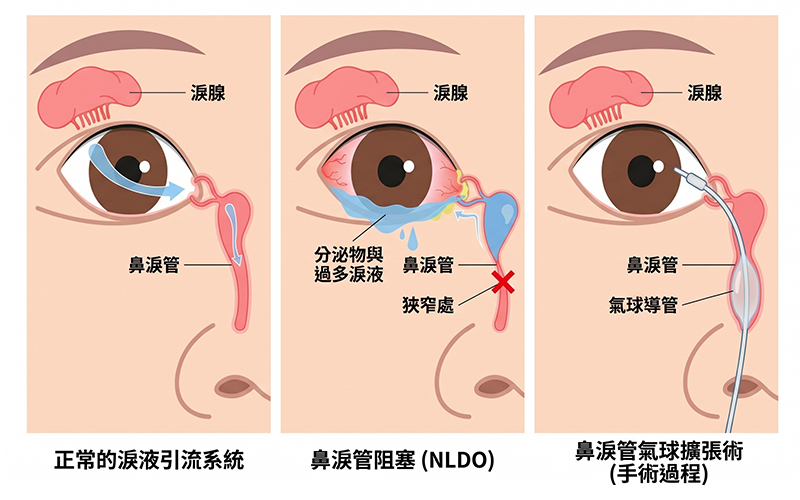 1151022-1-治療鼻淚管阻塞最常見且成效良好方式「鼻淚管氣球擴張術」(AI生成圖由邱冠傑醫師提供)